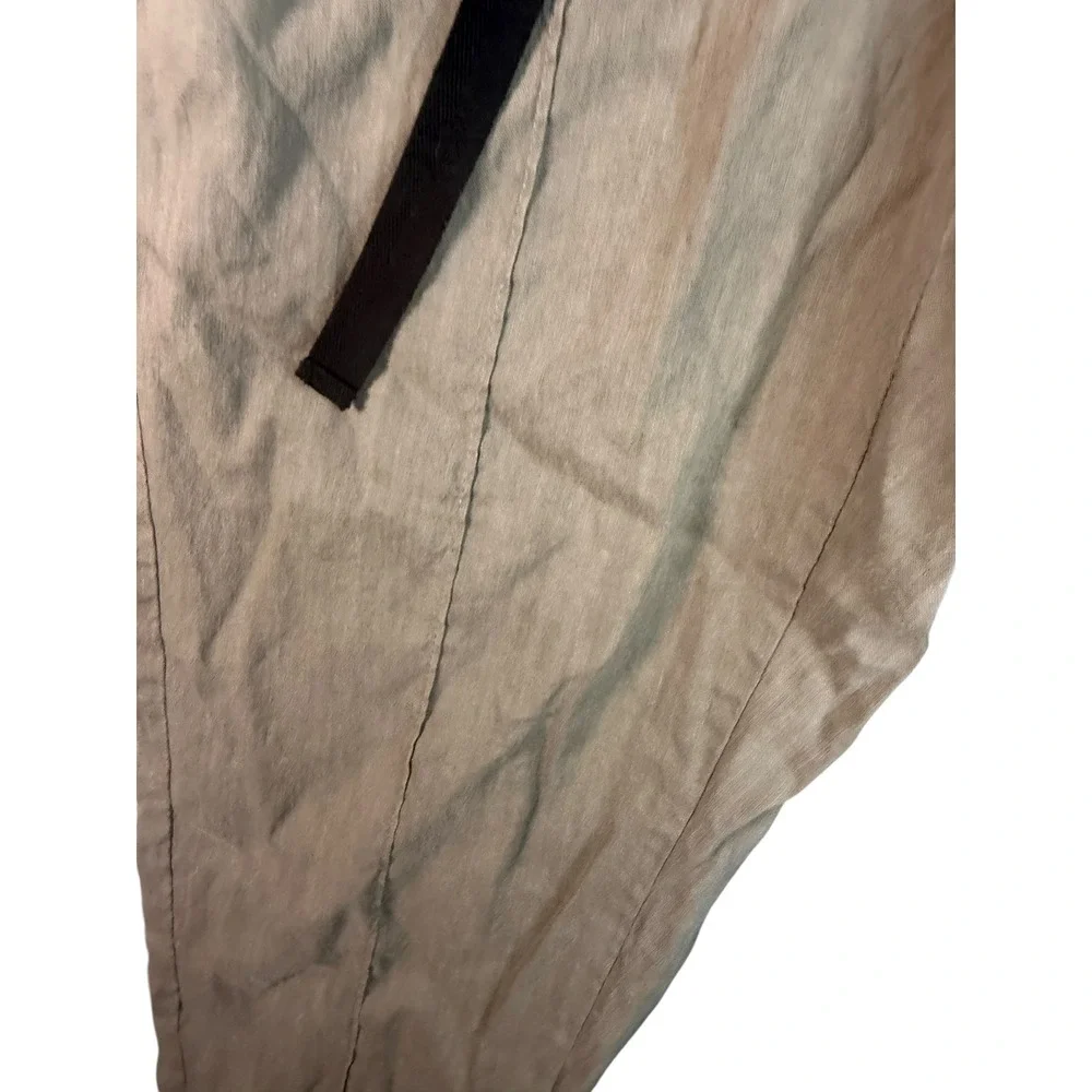 Aritzia Babaton Linen Blend Tapered Drawstring Pants XS Olive‎ Green Seam Front